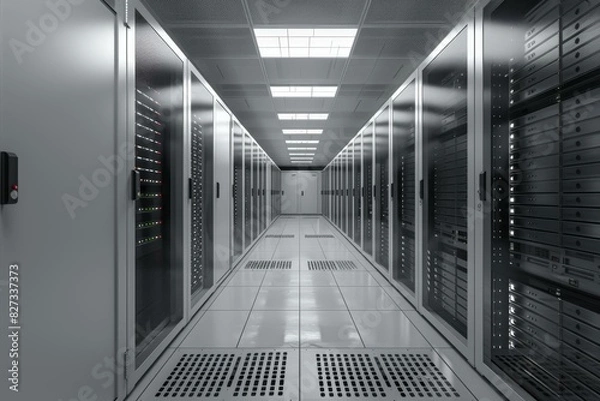 Fototapeta Server room with rows of server racks