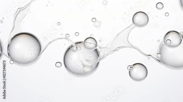 Fototapeta Macro shot of colorful water drops with shallow depth of field. Bubbles floating in water.