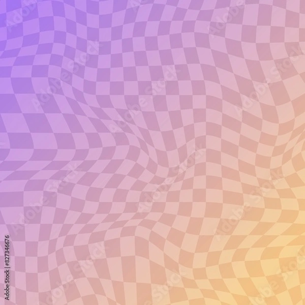 Fototapeta Gradient distorted checkered background