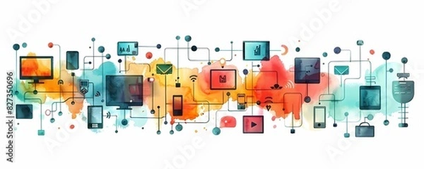 Obraz See a flat design of a network traffic monitoring tool