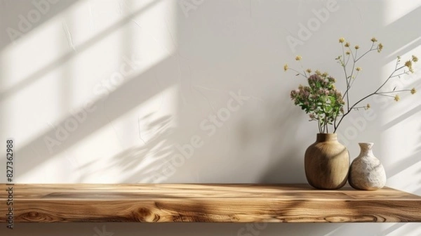 Fototapeta Empty beautiful wood tabletop counter on interior background