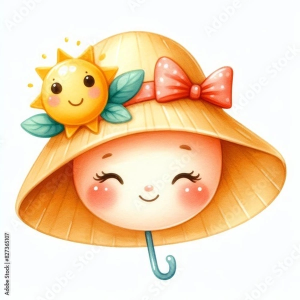 Obraz Cute Sun Hat with Smiling Face Illustration