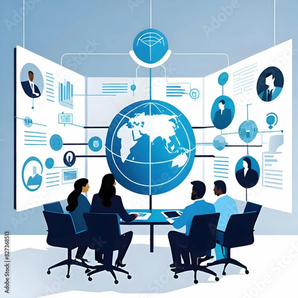 Fototapeta business team with globe