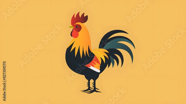 Obraz illustrator rooster in the field