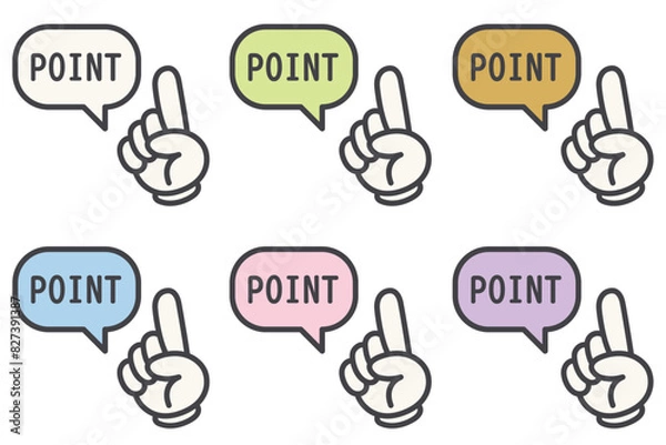 Obraz イラスト素材：ポイント,吹き出し,重要,指差,手,チェック,注目,注意	
