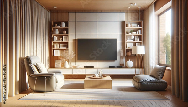 Fototapeta 様々なインテリアで装飾したリビング