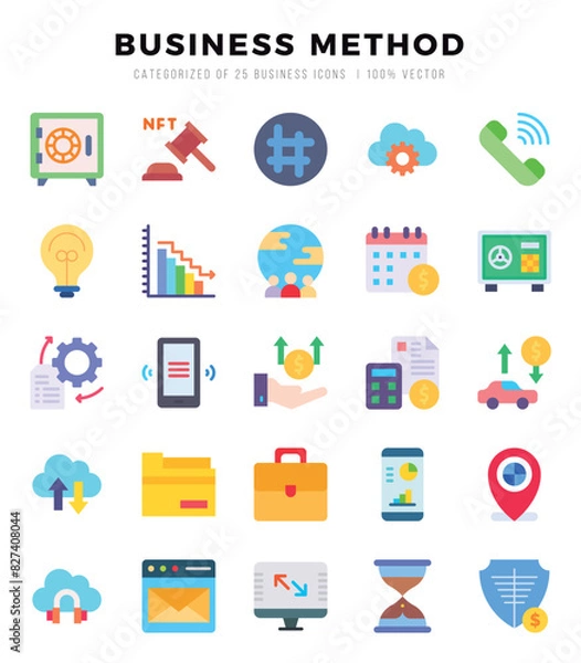 Fototapeta Business Method. Flat icons Pack. vector illustration.