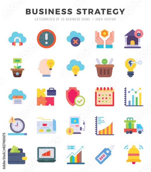 Fototapeta Business Strategy icon pack for your website. mobile. presentation. and logo design.
