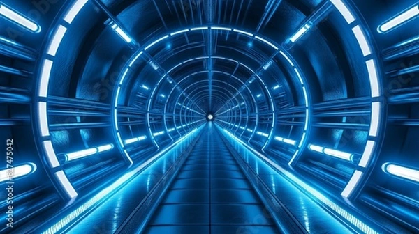 Fototapeta wallpaper futuristic sci-fi space tunnel led lights