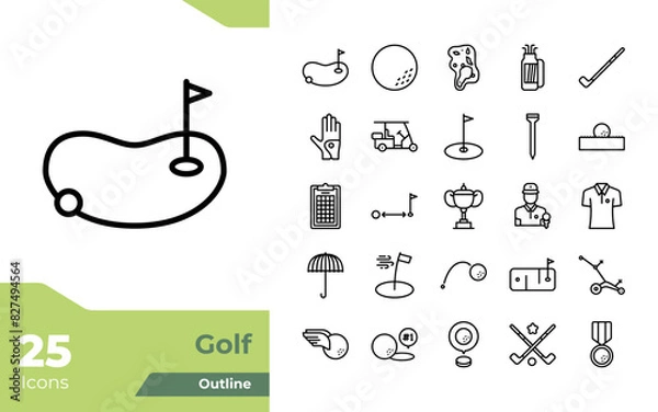 Obraz Golf Outline Icons