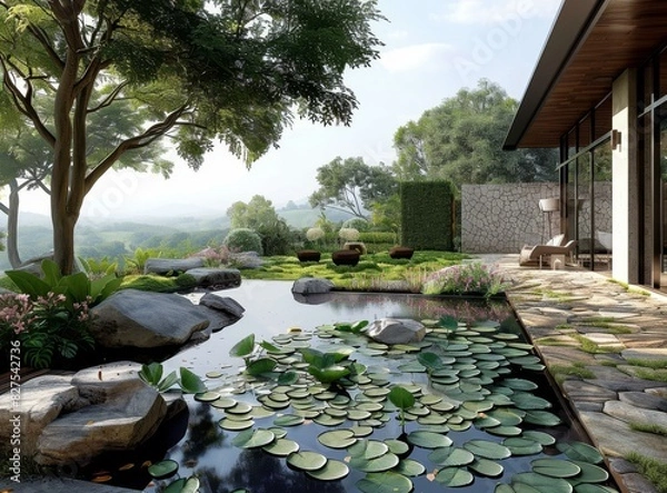 Fototapeta Nature and Modern Architecture Blended Seamlessly