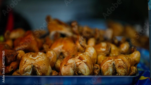 Fototapeta Food from the market is sold on the streets where people pass by. It is easy to buy and the price is cheap.