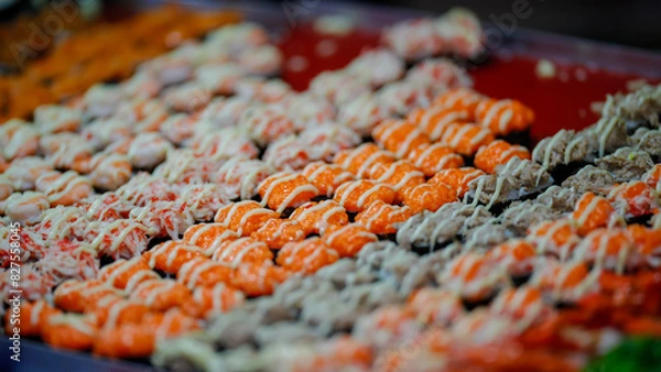 Obraz Food from the market is sold on the streets where people pass by. It is easy to buy and the price is cheap.