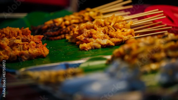Fototapeta Food from the market is sold on the streets where people pass by. It is easy to buy and the price is cheap.