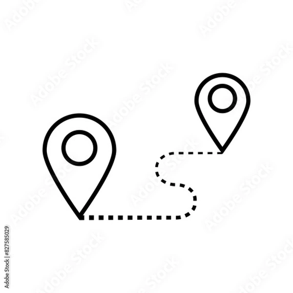 Obraz routes with map pointer, icon