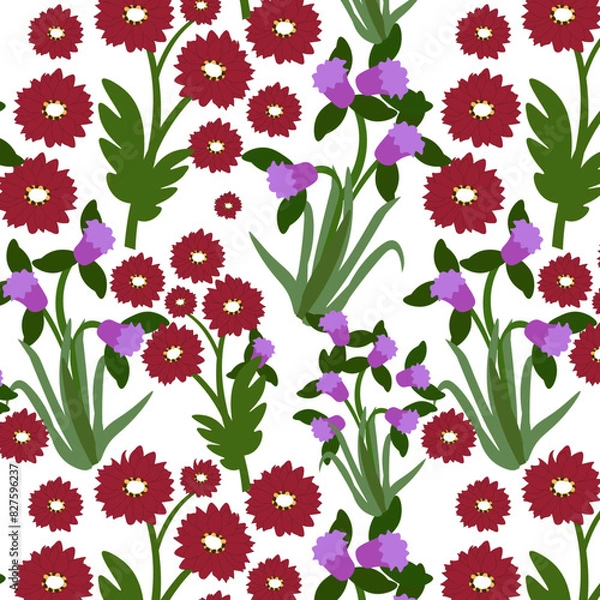 Fototapeta Seamless floral beautiful vector pattern