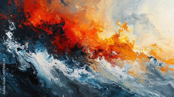 Obraz Contemporary Art Multicolored Rough Wavy Patterns Abstract Design Background