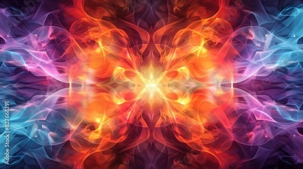 Fototapeta A stunning abstract pattern background, this image showcases a harmonious blend of geometric shapes and fluid forms in a spectrum of colors. The intricate design creates a sense of depth and