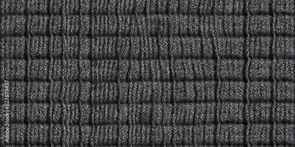 Obraz Dark Gray Wool Yarn Fabric Texture Background Mockup