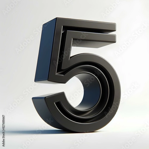 Obraz 3d silver number 5