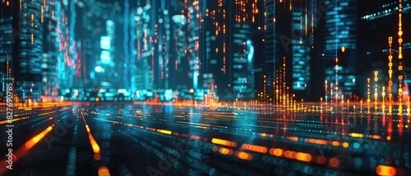 Fototapeta Binary code city