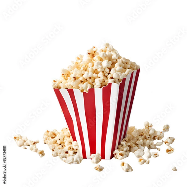 Fototapeta Tasty pop corn close up on a transparent background 