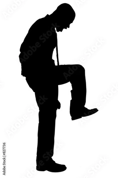 Fototapeta silhouette with clipping path of angry man stompin