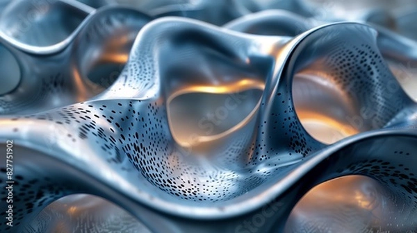 Fototapeta Futuristic Abstract Metallic Wave Design
