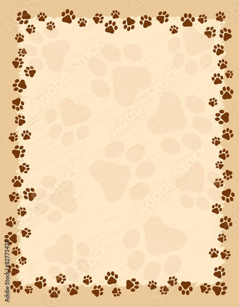 Fototapeta Paw prints frame
