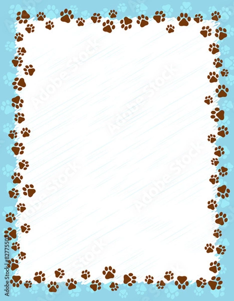 Fototapeta Paw prints border