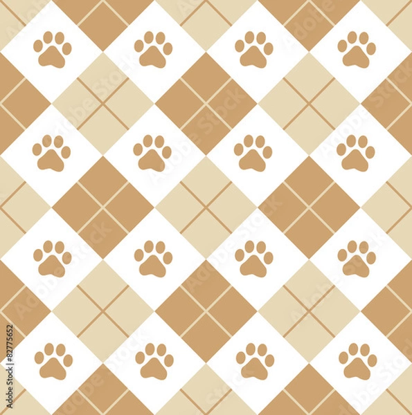 Fototapeta Paw prints seamless pattern