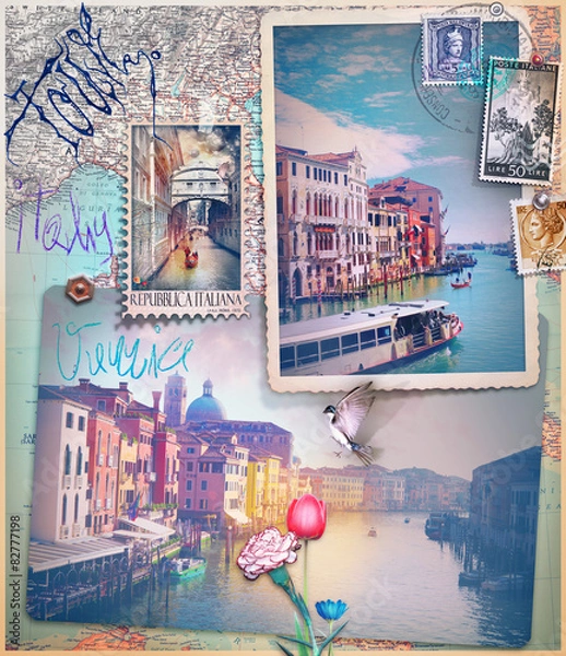 Obraz Holidays in Venice,old fashioned postcards