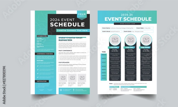 Obraz Event Schedule design template Layout with unique 2 style design concept page