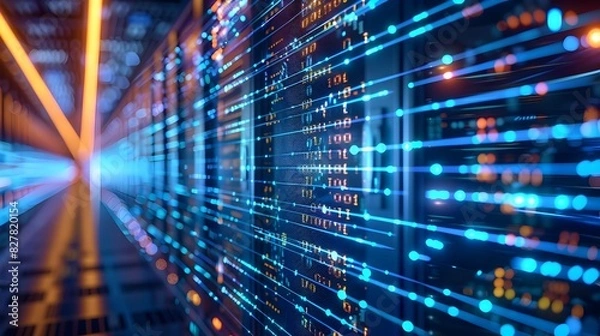 Fototapeta Futuristic Digital Network Visualization Showcasing Precise Data Processing Capabilities