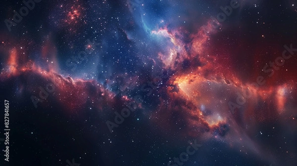 Fototapeta copy space, stockphoto, realistic space galaxy nebula. Background with deep space galaxy. Space travel theme. Space mockup.