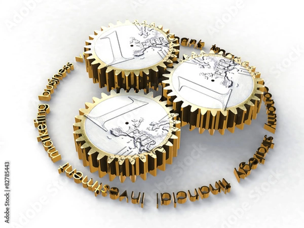 Fototapeta Euro coin gears - financial system concept