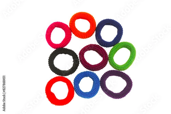 Fototapeta Hair elastic bands isolated on the white background