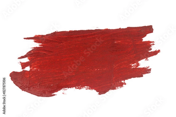 Fototapeta Red paint artistic brush stroke Isolated on A Transparent Background