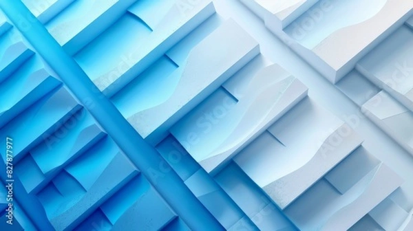 Fototapeta Vibrant background of blue and white color combination, dynamic background. Arrangement of gradation blocks