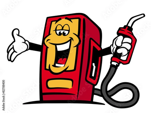 Obraz Welcoming gas pump – comic stylized vector illustration.