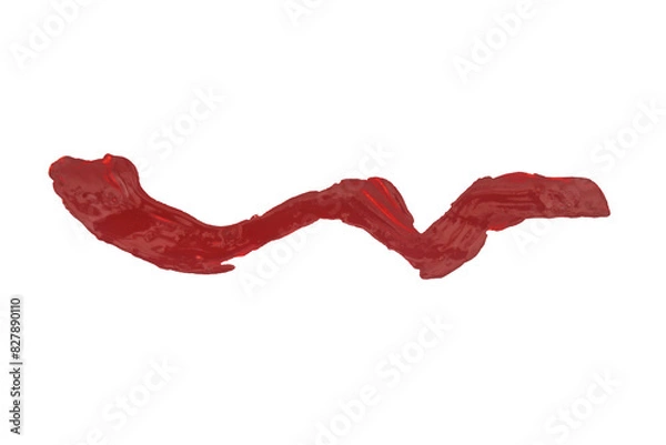 Fototapeta Vivid red paint brush stroke Isolated on A Transparent Background