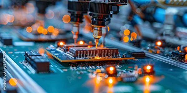 Obraz A Component in an Automated PCB Assembly Line Control - Precision Technology in Manufacturing