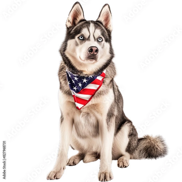 Obraz American Flag Siberian Husky, transparent - 5