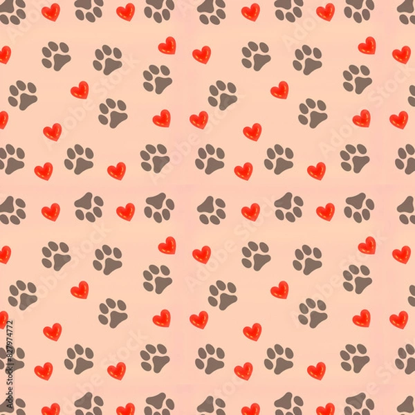 Obraz seamless pattern with dogs feet