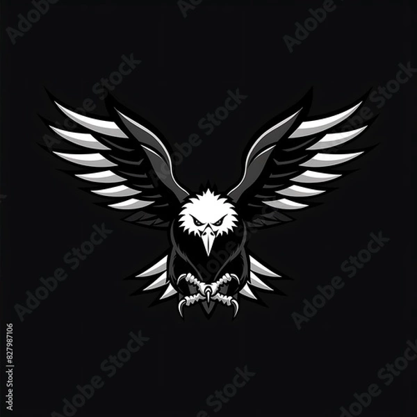 Fototapeta Bold eagle diving down logo, vector illustration - Generative AI