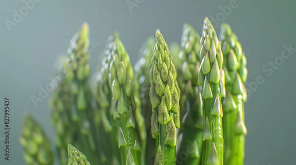 Fototapeta Asparagus Tips Close-Up with Soft Green Background