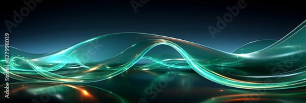 Fototapeta Colorful vibrant neon light stripes and dots, illuminated modern light waves, luminous lighttail stripes on a dark moody background, futuristic design, modern elegant light art