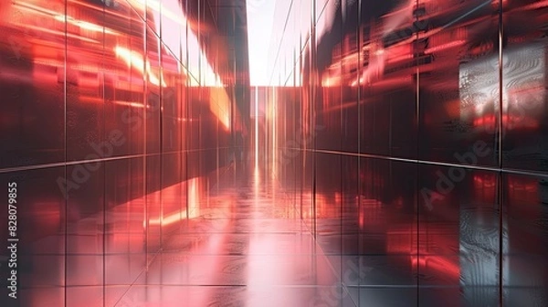 Fototapeta Glossy metallic surface reflecting light