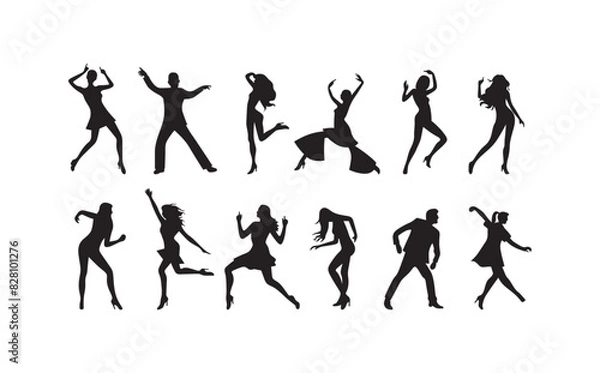 Fototapeta Illustration vector of dancing peoples silhouette art style.