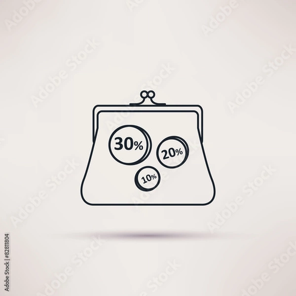 Obraz Icon purse, isolated vector object